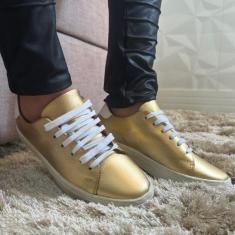 Imagem de Tenis feminino em couro cano baixo com sola de borracha costurado - Q&