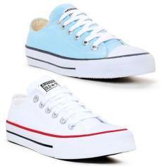 Imagem de Kit de 2 Pares de Tênis Unissex Kalum Authentic Star, Branco, Azul bb,