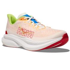 Imagem de HOKA ONE ONE Tênis masculino Mach 6, Branco/Solar Flare, 45