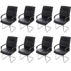Imagem de Kit 8 Cadeiras para Escritório Interlocutor Estofada em Sintético Estocolmo 3323 Preta