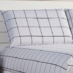Imagem de Jogo De Lençol Lines Solteiro Micropercal 180fios 2 Peças - Branco