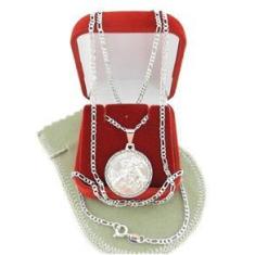 Imagem de Corrente Masculina 80Cm 2Mm São Jorge Folheada Prata Cr844