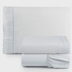 Imagem de Jogo De Lençol Suave Lese Percal 180 Fios Solteiro 3 Peças Barato - Branco