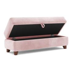 Imagem de Recamier Calçadeira Bali 1,40m Suede Rosa Bebe - Inova Decorações