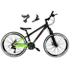 Imagem de Bicicleta Aro 26 Vikingx Tuff X44 Preto/Verde 21v Câmbios Shimano Tz F