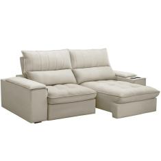 Imagem de Sofá Retrátil Reclinável Living 210cm Nápoles F04 Veludo Bege