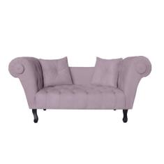 Imagem de Recamier Decorativo Divã Dubai Suede Rosê Pés Madeira Mz Decor - Mazze