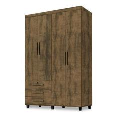 Imagem de Guarda Roupas Madri Roupeiro 4 Portas + 3 Gavetas Amêndoa - SAO MIGUEL