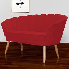 Imagem de Namoradeira Estofada Decorativa Para Recepção Pétala Suede Vermelho - LM DECOR