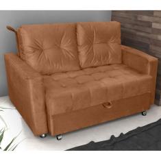 Imagem de Sofá Cama 2 Lugares Yago Veludo Ferrugem