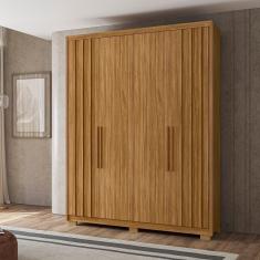 Imagem de Guarda Roupa Roupeiro 04 Portas 03 Gavetas Califórnia Freijó Ripado Flex Moval