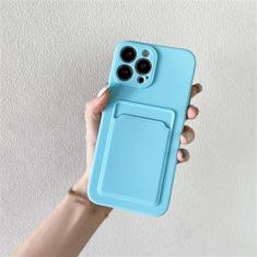 Imagem de Capa de telefone de silicone macio para iPhone 14 11 12 13 Pro Max XR X XS Max 6 6S 7 8 Plus SE 2020 12 Mini 13Pro Capa para cartão carteira, azul, para iPhone 13