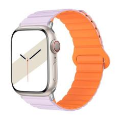 Imagem de PERFUMEORANGO Pulseira de relógio de 22 mm compatível com iWatch séries 8/7/6/5/4 de 22 mm Samsung/Huawei/Garmin, pulseira magnética de silicone dupla face para mulheres e homens