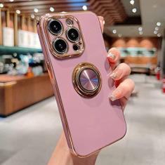 Imagem de Capa de silicone com revestimento magnético para iPhone 15 14 13 12 11 Pro Max XS XR 7 8 Plus SE 2020 2022 Capas completas com suporte de anel, roxo, para iPhone 15 Plus