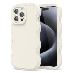 Imagem de oakxco Capa feminina de silicone para iPhone 15 Pro, capa de telefone ondulada encaracolada 15 Pro para mulheres, estética, design ondulado com moldura ondulada fofa Y2k, capa amortecedora de TPU liso