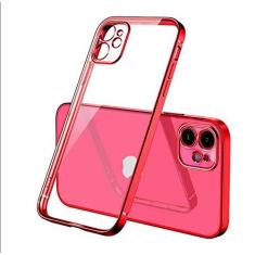 Imagem de Capa transparente de silicone de moldura quadrada de luxo para iPhone 11 12 13 Pro Max Mini X XR 7 8 Plus SE 2020 Capa traseira transparente, vermelha, para iPhone 13 Pro