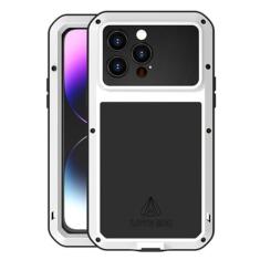 Imagem de LJFLYXRI Capa para iPhone 15 Pro Max Militar robusta capa protetora de camada dupla, à prova de choque, resistente à chuva, à prova de poeira, à prova de arranhões com protetor de tela integrado