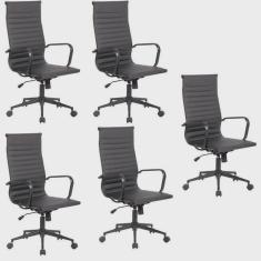 Imagem de Kit 5 Cadeiras de Escritório Presidente Sevilha com Base Office Aço