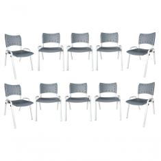 Imagem de Kit 10 Cadeiras Iso Para Escola Escritório Comércio Cinza Base Branca