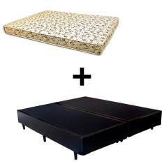 Imagem de Cama Box King - Tecido Sintético Preto Com Colchão Austrália Bello Box - 100% Espuma D26 Amarelo 54x193x203