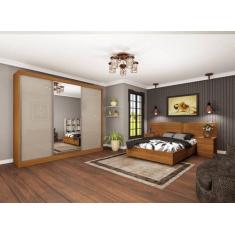 Imagem de Guarda-Roupa Casal Com Espelho 3 Portas De Correr 2,70M - Milão-Cinamo