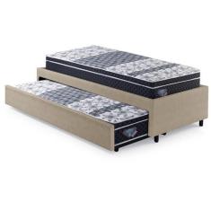 Imagem de Bicama Box Solteiro Bege 88X188 Com Dois Colchões Gransleep Molas Vert