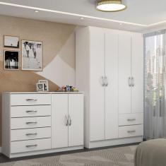 Imagem de Guarda-Roupa Bella 4 Portas 2 Gavetas Com Cômoda 2 Portas 5 Gavetas Br