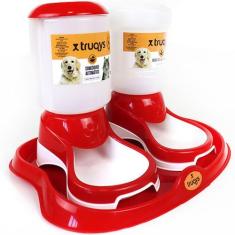Imagem de Kit Bebedouro Comedouro Automatico Bandeja Base Cachorro Gato Truqys