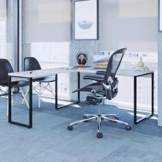 Imagem de Mesa De Escritório Industrial Kuadra Em L - Preto/Snow