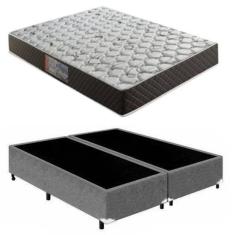 Imagem de Cama Box Casal Bipartido Cinza + Colchão Espuma D33 138x188x25
