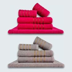 Imagem de Jogo De Toalhas 10Pçs Coleção Dubai 100% Algodão Rosa+Cinza