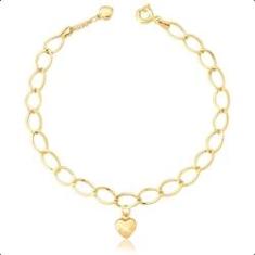 Imagem de Pulseira Ouro 18k Feminina Berloque Coração