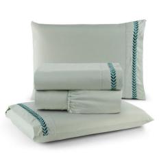 Imagem de Jogo De Lençol Casal 4 Peças Percal Bordado 300 Fios Paris - Linda Cas