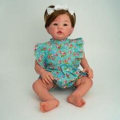 Imagem de Boneca bebe reborn realista baby morena com enxoval completo