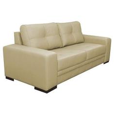 Imagem de Sofá 3 Lugares Sala de Estar Milano 210cm Couro Bege - Gran Belo