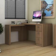 Imagem de Mesa De Escritório Em L 3 Gavetas Me4101 Tecno Mobili - Amêndoa