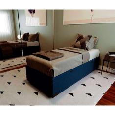 Imagem de Cama Box Baú Com Colchão Solteiro Mola Ensacada Guldi Firme Azul E Bra