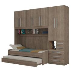 Imagem de Quarto Completo De Solteiro Com 2 Camas E Guarda-Roupa 1326D Castanho