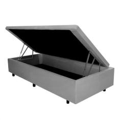 Imagem de Cama Box Baú Solteiro 88X188 Suede Cinza  - Cama Inhouse