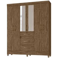 Imagem de Guarda Roupa Casal 6 Portas Com Espelho 8683 Castanho Wood Moval Castanho Wood