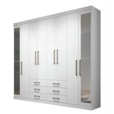 Imagem de Guarda Roupa Casal Havana Master 8.6 8 Portas 6 Gavetas com Espelho - Santos Andirá Branco