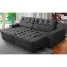 Imagem de Sofá Retrátil e Reclinável 4 Lugares com Molas 2,70m Dani Suede Cinza Adonai Estofados