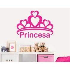 Imagem de adesivo de parede quarto de meninas princesas coroa coração