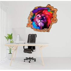 Imagem de Adesivo Buraco de Parede Leão Vintage Color tam 55cm x 50cm Mod 05