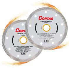 Imagem de Kit 2 Disco Diamantado Turbo Corte Porcelanato 110mm Cortag 60863 Porcelanato e Cerâmica para Serra Mármore