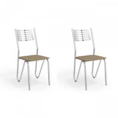 Imagem de Conjunto 2 Cadeiras Metal Napoles Kappesberg Cromado/Capuccino