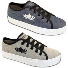 Imagem de Kit 2 Tenis Casual Feminino Trilupy Azul e Cinza