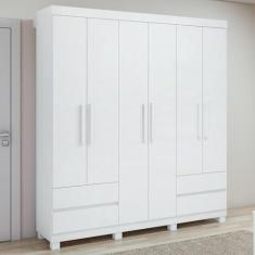 Imagem de Guarda-roupa 6 Portas 4 Gavetas Zeus com Pés Branco