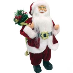 Imagem de Boneco Papai Noel Tradicional Enfeite Com Saco Presente 32cm