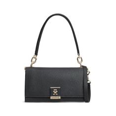 Imagem de Tommy Hilfiger Bolsa de ombro de couro com alça transversal removível, Preto, One Size